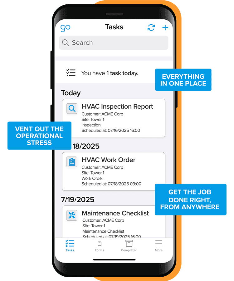 GoCanvas HVAC mobile form software.