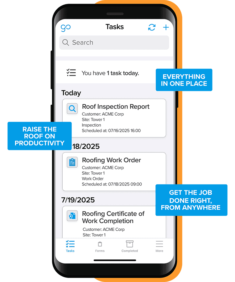 GoCanvas roofing mobile form software.